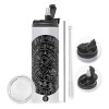 Travel Tumbler 2 Lids, with metal straw & cleaning brush (Stainless steel 304 Food grade, BPA free, 600ml)