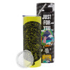 Neon Yellow Travel Tumbler, with metal straw (Stainless steel 304 Food grade, BPA free, 600ml)