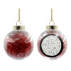 Transparent Christmas tree ball ornament with red filling 8cm