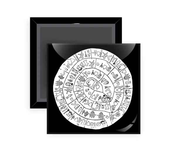 Δίσκος Φαιστού — Square fridge magnet, 5x5cm