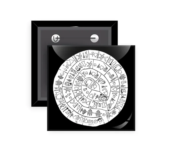 Δίσκος Φαιστού — Square pin badge, 5x5cm