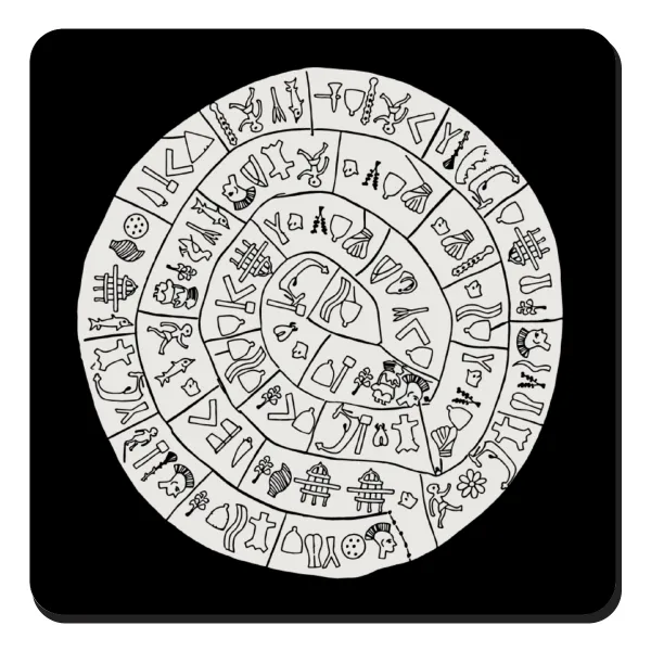 Δίσκος Φαιστού — Square wooden magnet, 9x9cm