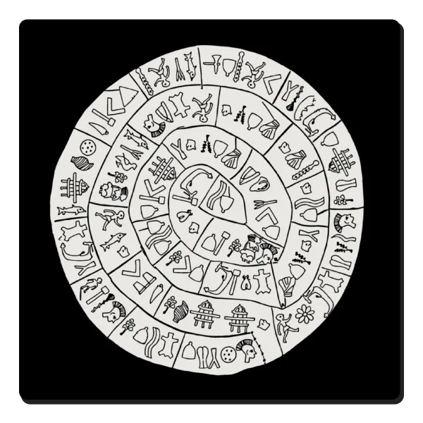 Δίσκος Φαιστού — Square wooden magnet, 6x6cm