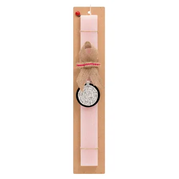 Δίσκος Φαιστού, Easter Set, wooden keychain & scented flat Easter candle (30cm) (PINK)