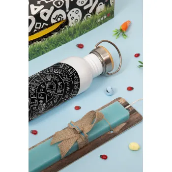 Δίσκος Φαιστού, Πασχαλινή Λαμπάδα με παγούρι μεταλλικό (620ml, stainless steel) & κερί αρωματικό πλακέ (30cm) (ΤΙΡΚΟΥΑΖ)