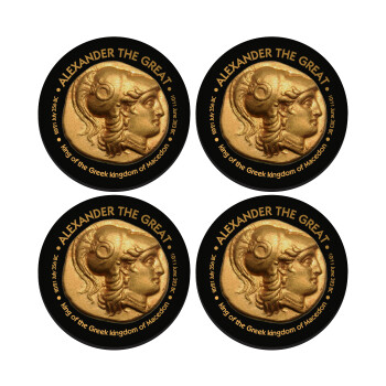 Alexander the Great, SET of 4 round wooden coasters (9cm)