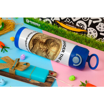 Alexander the Great, Πασχαλινή Λαμπάδα με Παιδικό παγούρι θερμό, ανοξείδωτο, με καλαμάκι ασφαλείας, ΜΠΛΕ (500ml)