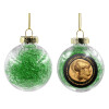 Transparent Christmas tree ball ornament with green filling 8cm
