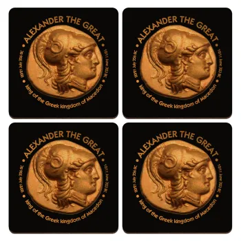 Alexander the Great, ΣΕΤ x4 Σουβέρ ξύλινα τετράγωνα plywood (9cm)