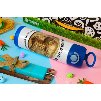 Alexander the Great, Easter candle, Childrens hot water bottle, stainless steel, with safety straw, BLUE (500ml)
