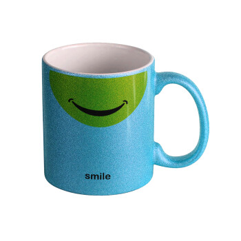 Smile Mug, Κούπα Σιέλ Glitter που γυαλίζει, κεραμική, 330ml