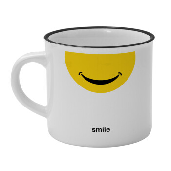 Smile Mug, Κούπα κεραμική vintage Λευκή/Μαύρη 230ml