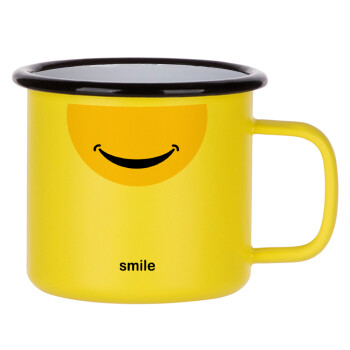 Smile Mug, Κούπα Μεταλλική εμαγιέ ΜΑΤ Κίτρινη 360ml