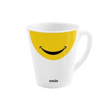Smile Mug, Κούπα κωνική Latte Λευκή, κεραμική, 300ml