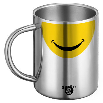 Smile Mug, Ανοξείδωτη Μεταλλική Κούπα 450ml - Διπλού Τοιχώματος