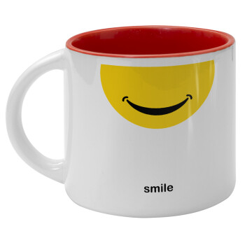 Smile Mug, Κούπα κεραμική 400ml Λευκή/Κόκκινη