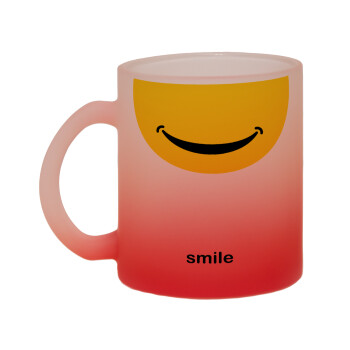Smile Mug, Κούπα γυάλινη δίχρωμη με βάση το κόκκινο ματ, 330ml