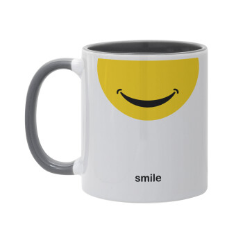Smile Mug, Κούπα χρωματιστή γκρι, κεραμική, 330ml