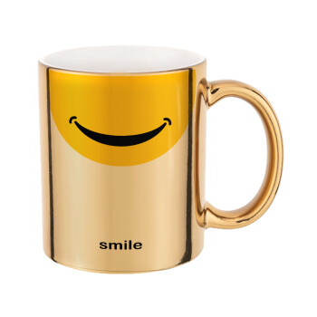 Smile Mug, Mug ceramic, gold mirror, 330ml
