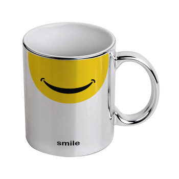 Smile Mug, Mug ceramic, silver mirror, 330ml