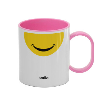 Smile Mug, Κούπα (πλαστική) (BPA-FREE) Polymer Ροζ για παιδιά, 330ml