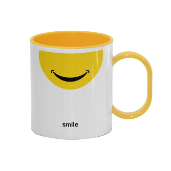 Smile Mug, Κούπα (πλαστική) (BPA-FREE) Polymer Κίτρινη για παιδιά, 330ml