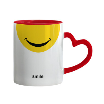 Smile Mug, Mug heart red handle, ceramic, 330ml