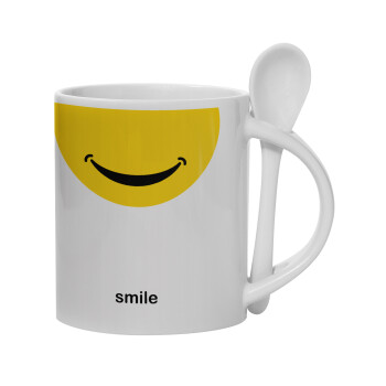 Smile Mug, Κούπα, κεραμική με κουταλάκι, 330ml (1 τεμάχιο)