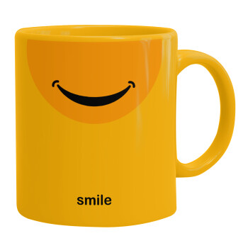 Smile Mug, Ceramic coffee mug yellow, 330ml (1pcs)