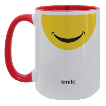 Smile Mug, Κούπα Mega 15oz, κεραμική Κόκκινη, 450ml