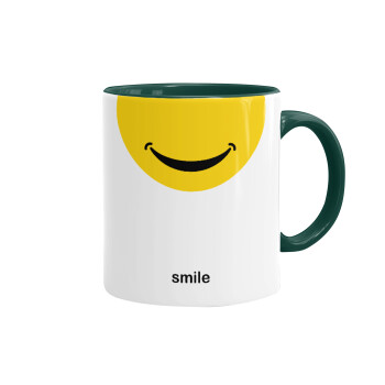 Smile Mug, Κούπα χρωματιστή πράσινη, κεραμική, 330ml