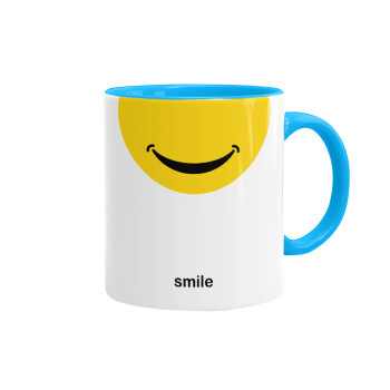 Smile Mug, Κούπα χρωματιστή γαλάζια, κεραμική, 330ml