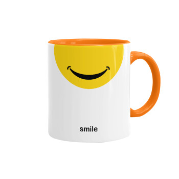 Smile Mug, Κούπα χρωματιστή πορτοκαλί, κεραμική, 330ml