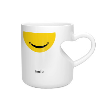 Smile Mug, Κούπα καρδιά λευκή, κεραμική, 330ml