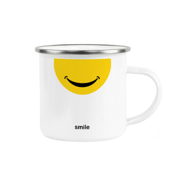 Smile Mug, Κούπα Μεταλλική εμαγιέ λευκη 360ml
