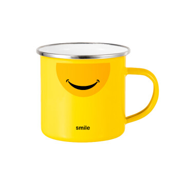 Smile Mug, Κούπα Μεταλλική εμαγιέ Κίτρινη 360ml