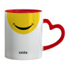 Mug heart red handle, ceramic, 330ml