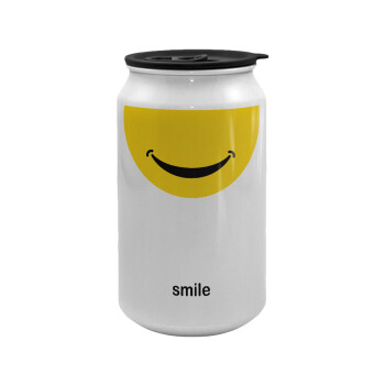 Smile Mug, Κούπα ταξιδιού μεταλλική με καπάκι (tin-can) 500ml