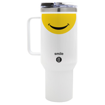 Smile Mug, Mega Tumbler με καπάκι, διπλού τοιχώματος (θερμό) 1,2L