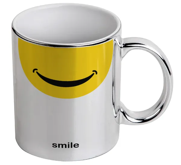 Smile Mug — Κούπα κεραμική, ασημένια καθρέπτης, 330ml