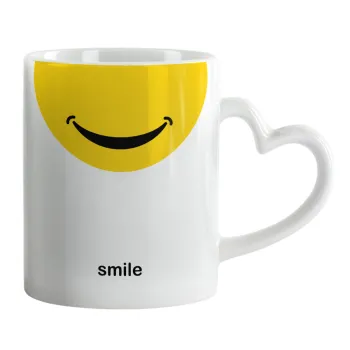 Smile Mug, Mug heart handle, ceramic, 330ml