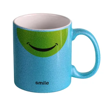 Smile Mug, Κούπα Σιέλ Glitter που γυαλίζει, κεραμική, 330ml