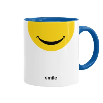 Smile Mug, Mug colored blue, ceramic, 330ml