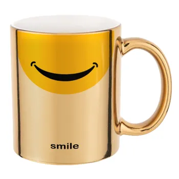 Smile Mug, Mug ceramic, gold mirror, 330ml