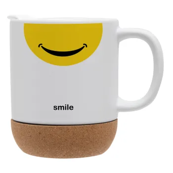 Smile Mug, Κούπα, κεραμική με βάση φελού και καπάκι (ΜΑΤ), 330ml