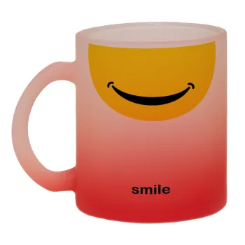 Smile Mug, Κούπα γυάλινη δίχρωμη με βάση το κόκκινο ματ, 330ml