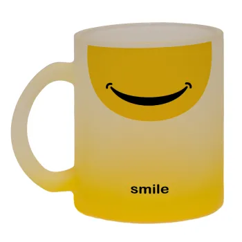 Smile Mug, Κούπα γυάλινη δίχρωμη με βάση το κίτρινο ματ, 330ml
