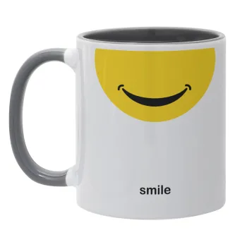 Smile Mug, Κούπα χρωματιστή γκρι, κεραμική, 330ml