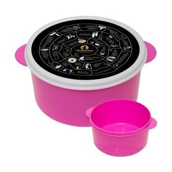 Προχίστορας, ΡΟΖ παιδικό δοχείο φαγητού (lunchbox) πλαστικό (BPA-FREE) Lunch Βox M16 x Π16 x Υ8cm