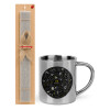 Easter Set, metallic thermal cup (300ml) & Easter aromatic flat candle (30cm) (GRAY)